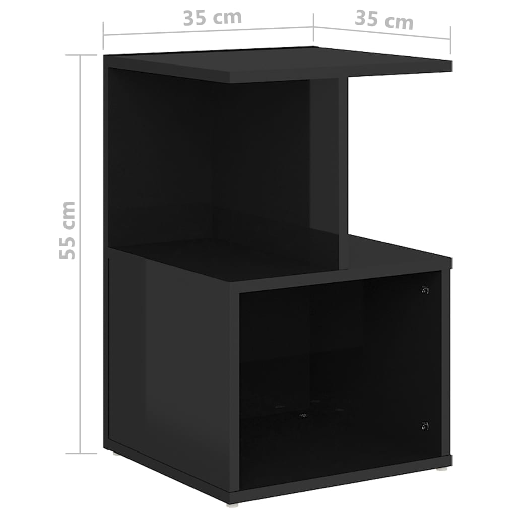 vidaXL Szafka nocna, czarna, wysoki połysk, 35x35x55 cm, płyta wiórowa