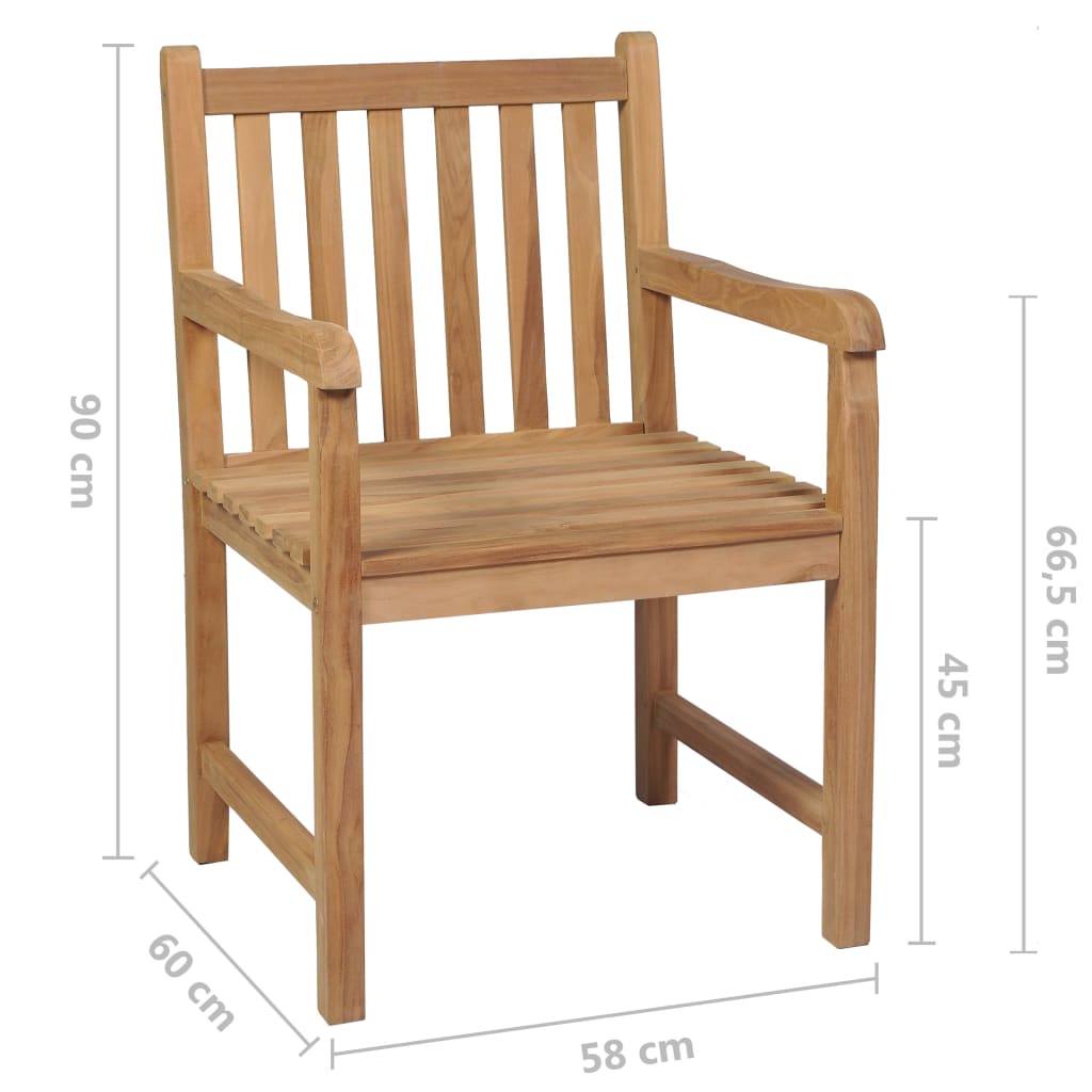 vidaXL Krzesła ogrodowe, czarne poduszki, 6 szt., lite drewno tekowe