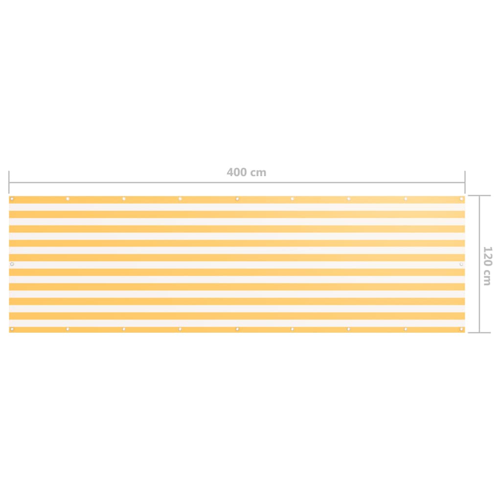vidaXL Parawan balkonowy, biało-żółty, 120x400 cm, tkanina Oxford