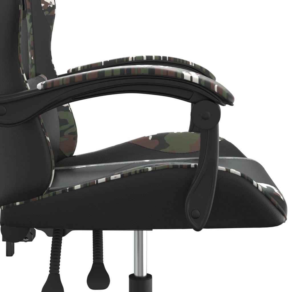 vidaXL Obrotowy fotel gamingowy, czarny i moro, sztuczna skóra