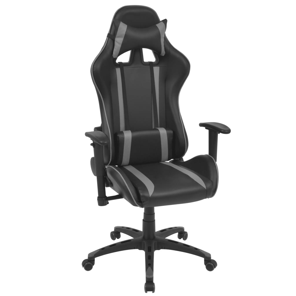 vidaXL Rozkładane krzesło biurowe, sportowe, sztuczna skóra, szare