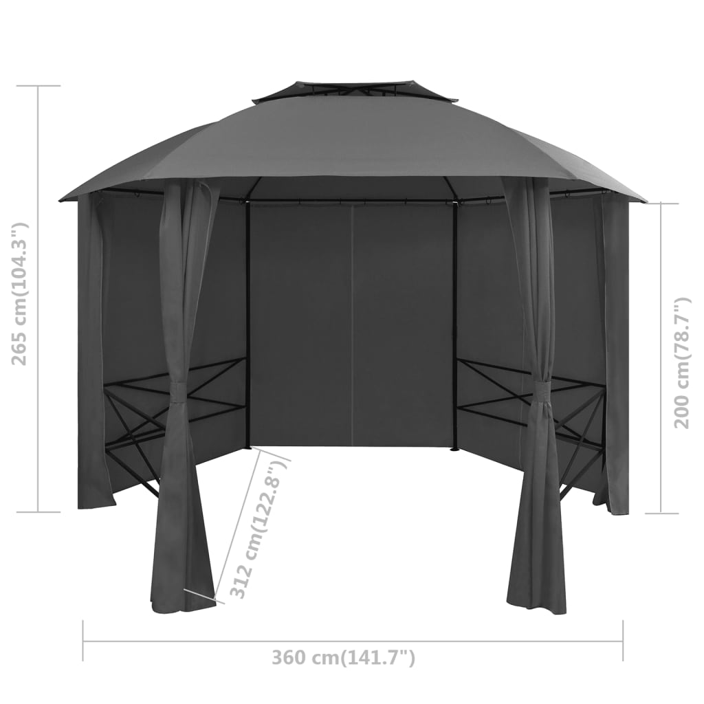 vidaXL Namiot ogrodowy z zasłonami, sześciokątny, 360x265 cm