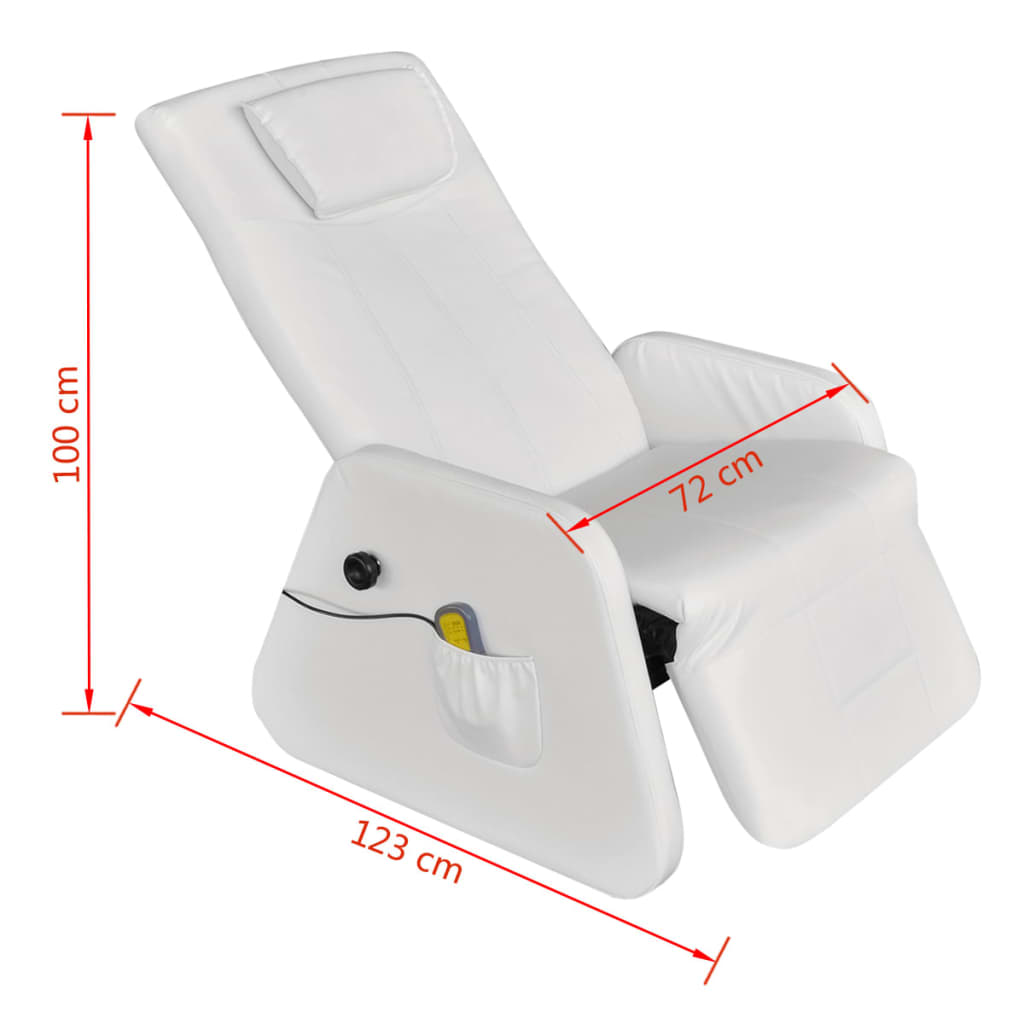 vidaXL Fotel masujący, biały, sztuczna skóra