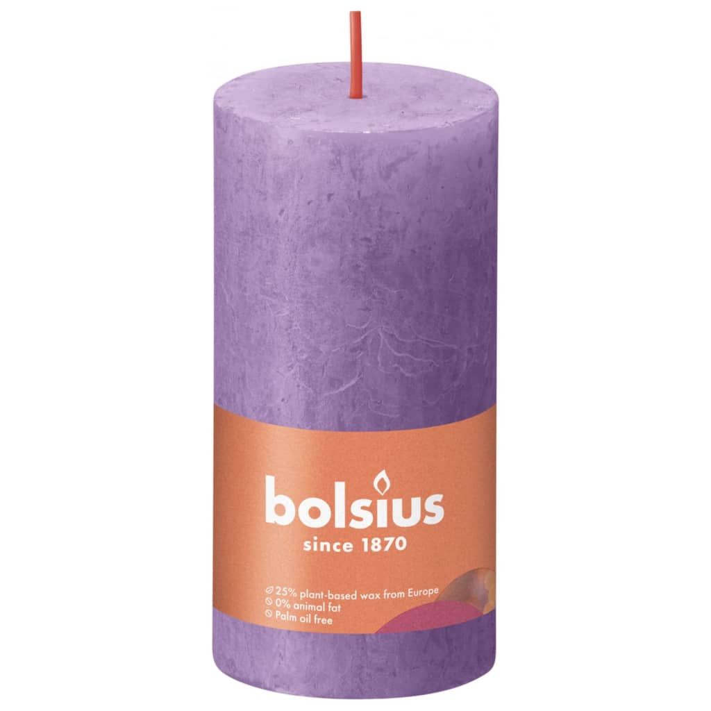 Bolsius Rustykalne świece pieńkowe Shine, 8 szt., 100x50 mm, fioletowe