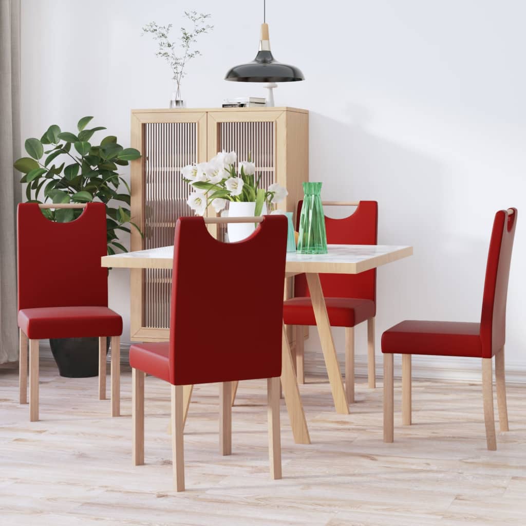 vidaXL Krzesła stołowe, 4 szt., winna czerwień, obite sztuczną skórą