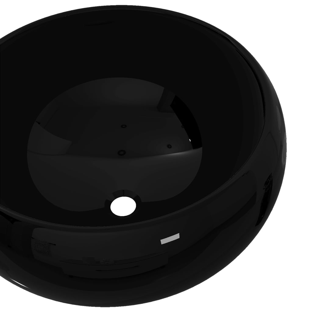 vidaXL Umywalka ceramiczna, okrągła, 40x15 cm, czarna