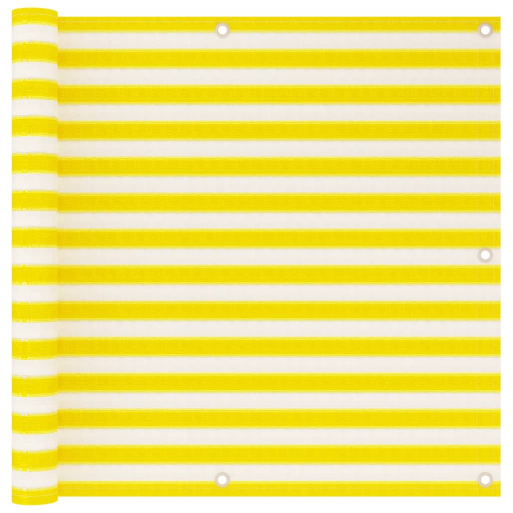 vidaXL Parawan balkonowy, żółto-biały, 90x500 cm, HDPE