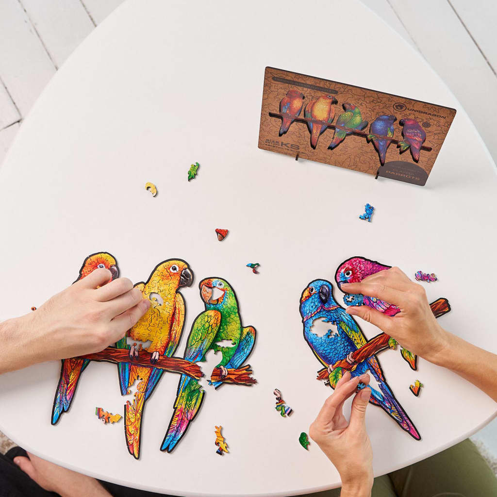 UNIDRAGON 291-cz drewniane puzzle Playful Parrots, King Size, 49x27 cm