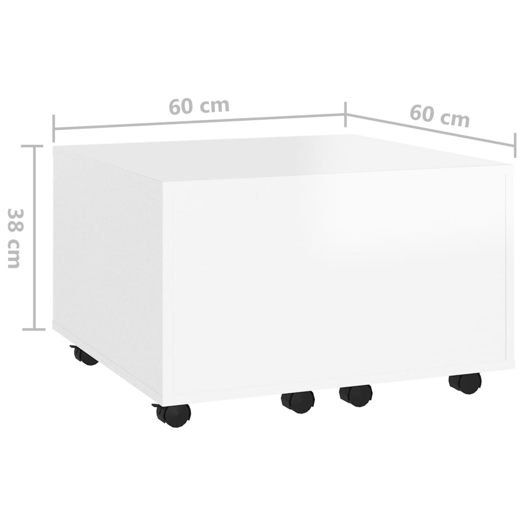 vidaXL Stolik kawowy, biały, wysoki połysk, 60x60x38 cm, płyta wiórowa