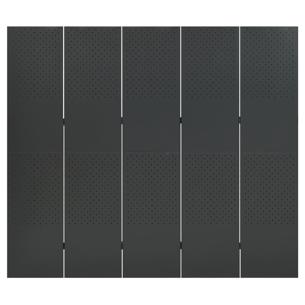 vidaXL Parawan 5-panelowy, antracytowy, 200 x 180 cm, stalowy