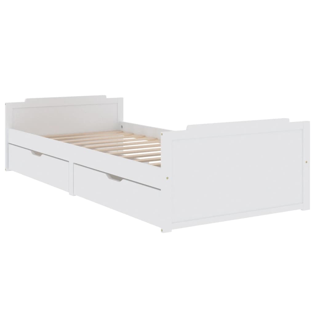 vidaXL Rama łóżka z szufladami, biała, drewno sosnowe, 90 x 200 cm