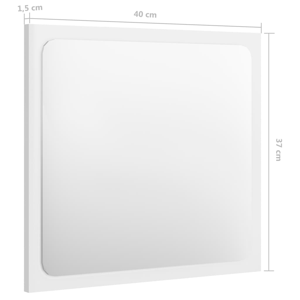vidaXL Lustro łazienkowe, wysoki połysk, białe, 40x1,5x37 cm, płyta