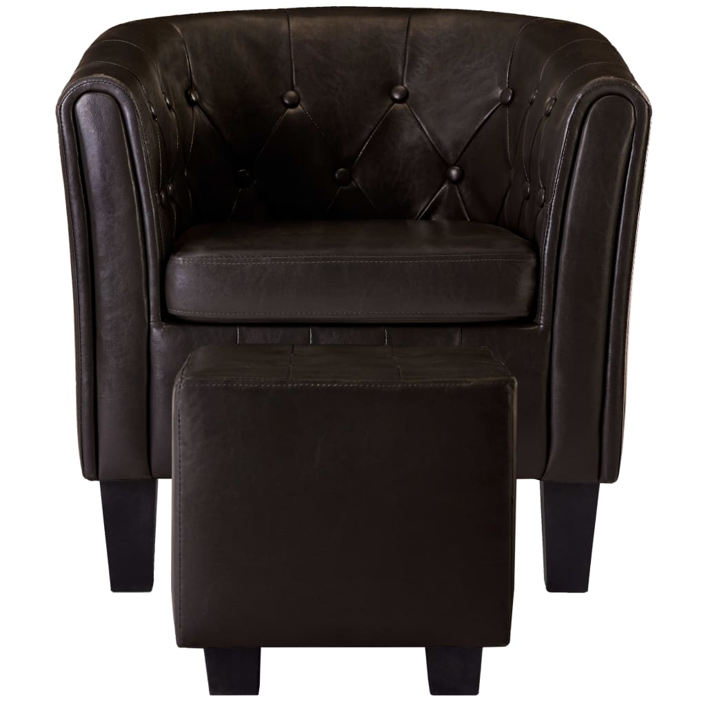 vidaXL Fotel z podnóżkiem, brązowy, sztuczna skóra