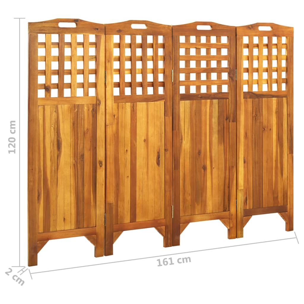 vidaXL Parawan 4-panelowy, 161x2x120 cm, lite drewno akacjowe