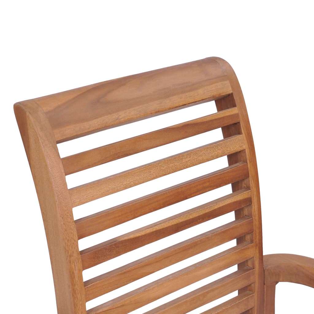 vidaXL Krzesła stołowe, 4 szt., czerwone poduszki, drewno tekowe