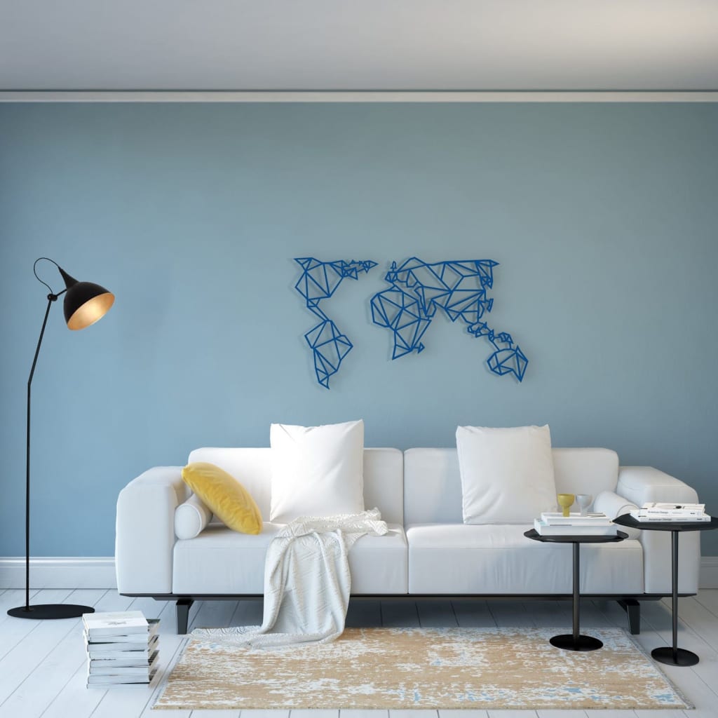 Homemania Dekoracja ścienna World, 100x58 cm, stalowa, niebieska