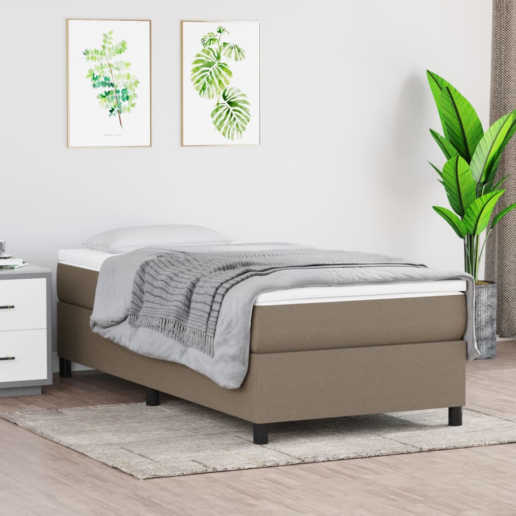 vidaXL Rama łóżka, kolor taupe, 90x200 cm, tapicerowana tkaniną