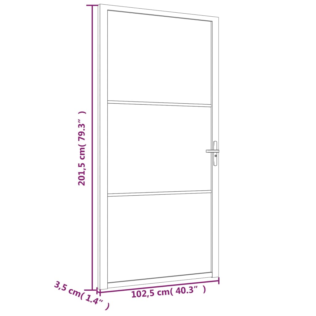 vidaXL Drzwi wewnętrzne, 102,5x201,5 cm, białe, szkło mat i aluminium
