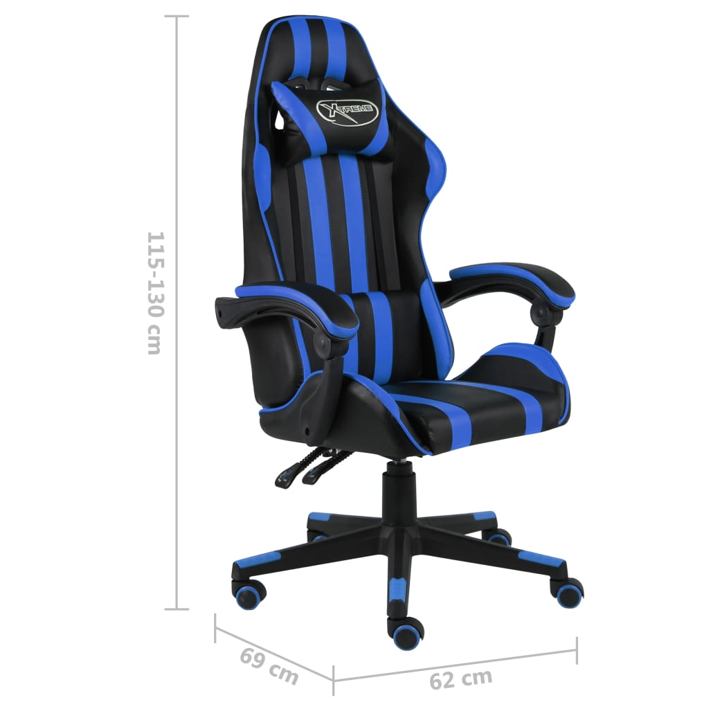 vidaXL Fotel dla gracza, czarno-niebieski, sztuczna skóra