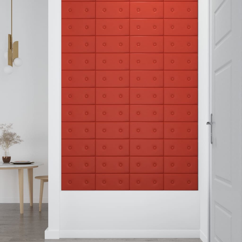 vidaXL Panele ścienne, 12 szt., czerwone, 30x15 cm, sztuczna skóra