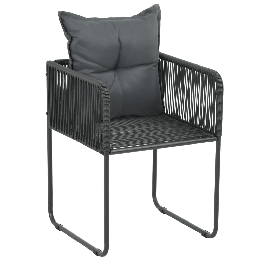 vidaXL Krzesła ogrodowe z poduszkami, 6 szt., polirattan, czarne
