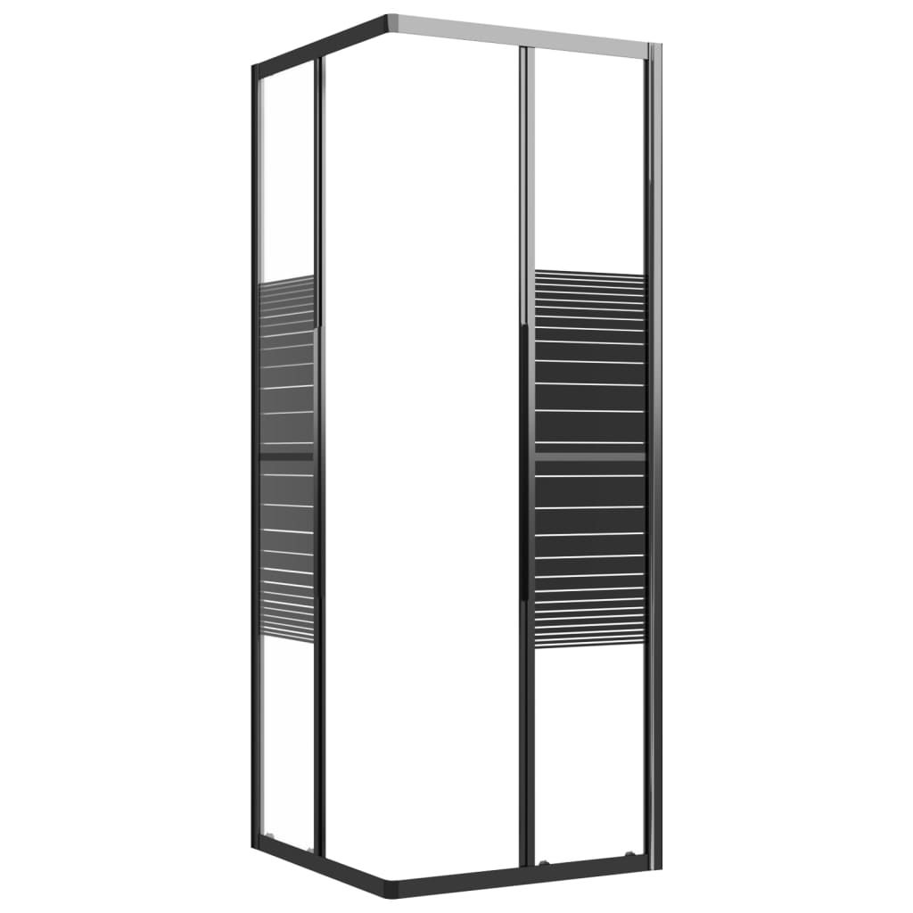 vidaXL Kabina prysznicowa w paski, ESG, 70x70x180 cm, czarna