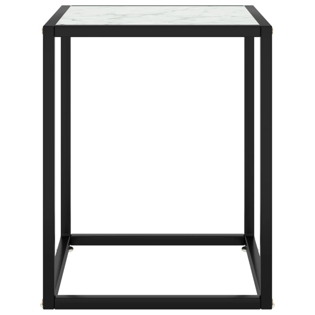 vidaXL Stolik kawowy, szkło w kolorze biały marmur, 40x40x50 cm