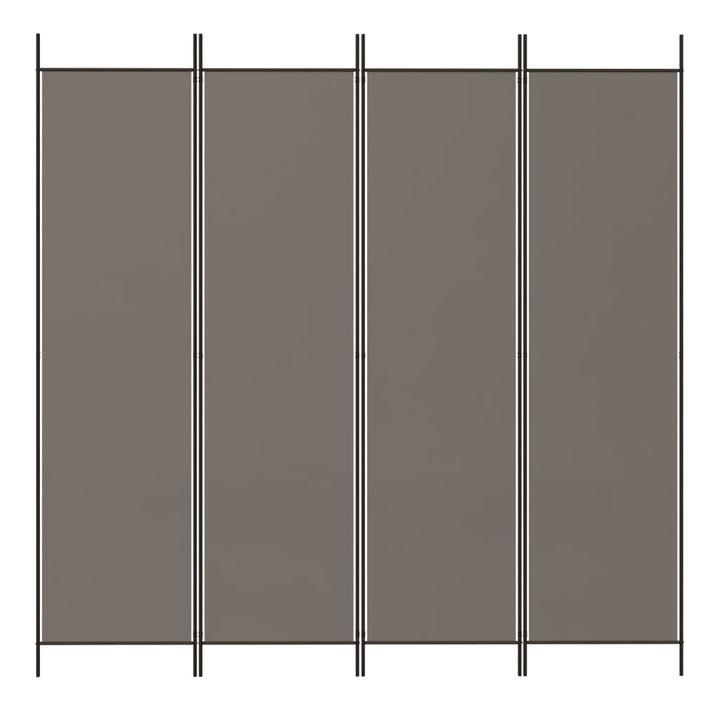 vidaXL Parawan 4-panelowy, antracytowy, 200x200 cm, tkanina