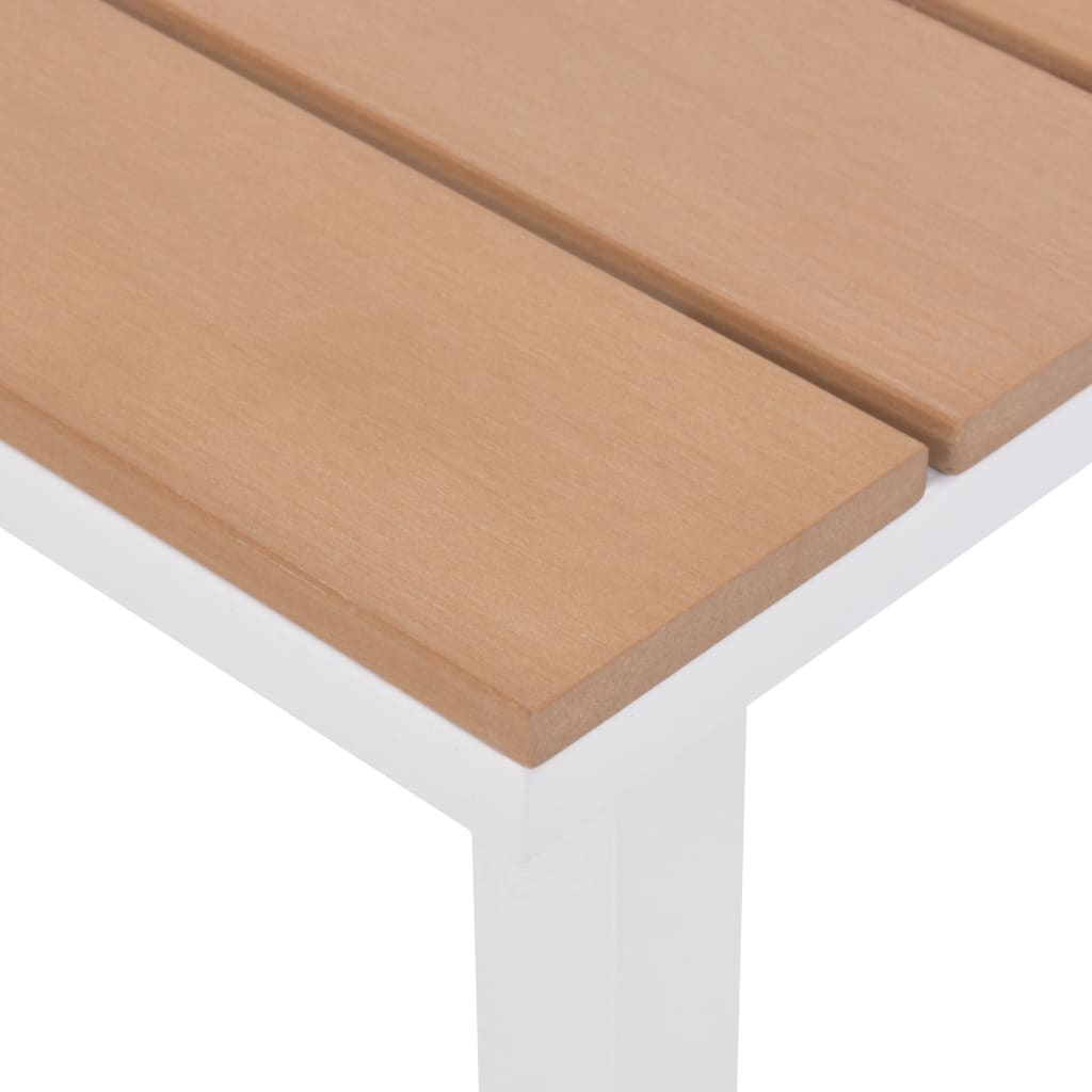 vidaXL Leżak ze stolikiem, aluminium i WPC, biało-brązowy