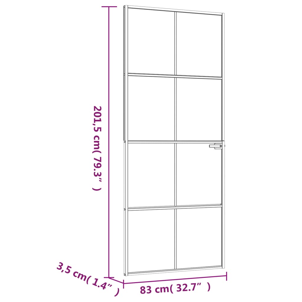 vidaXL Drzwi wewnętrzne, czarne, 83x201,5 cm, szkło i aluminium