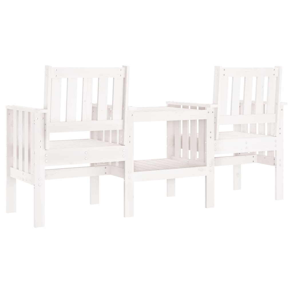 vidaXL 2-osobowa ławka ogrodowa ze stolikiem, biała, drewno sosnowe