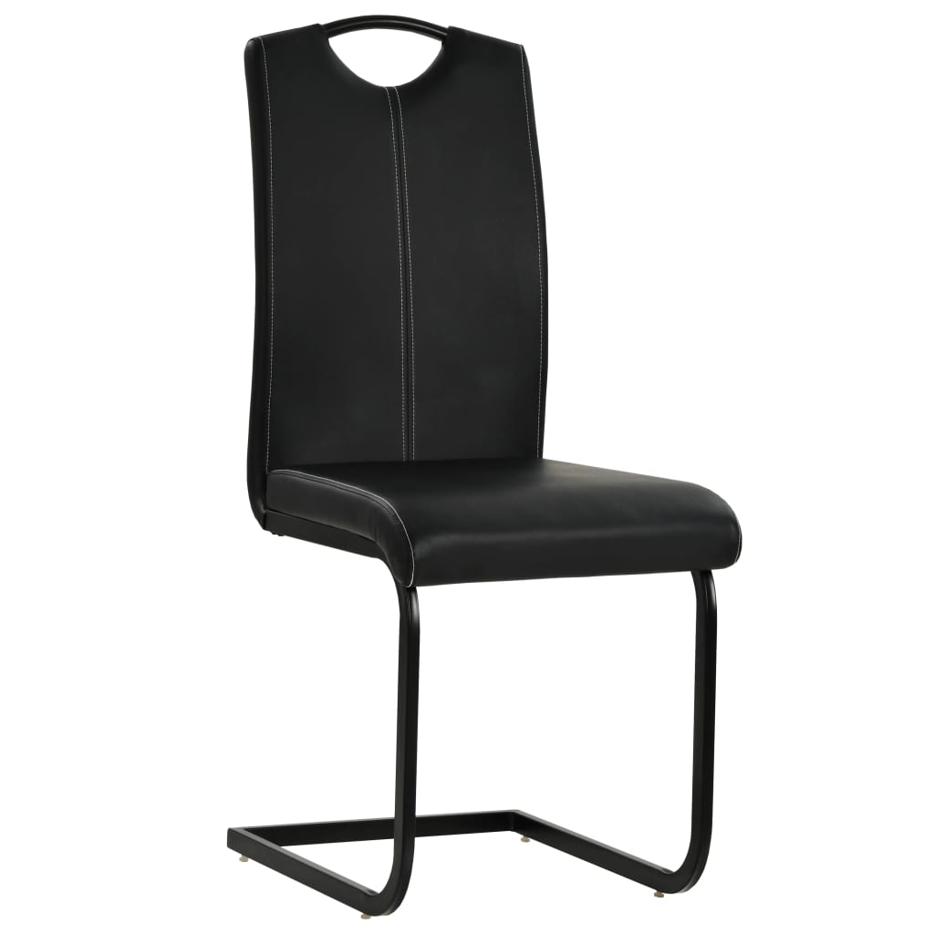 vidaXL Wspornikowe krzesła stołowe, 2 szt., czarne, sztuczna skóra