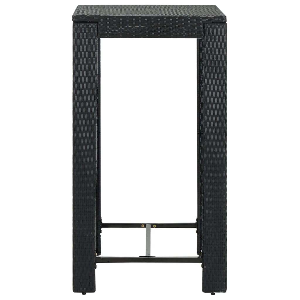 vidaXL Ogrodowy stolik barowy, czarny, 60,5x60,5x110,5 cm, polirattan