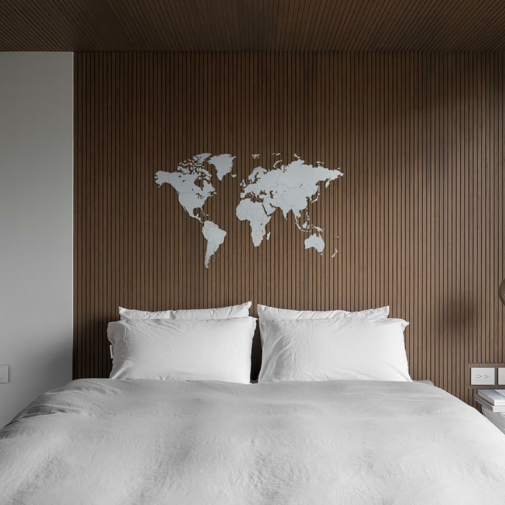 MiMi Innovations Drewniana mapa świata Luxury, biała, 130x78 cm