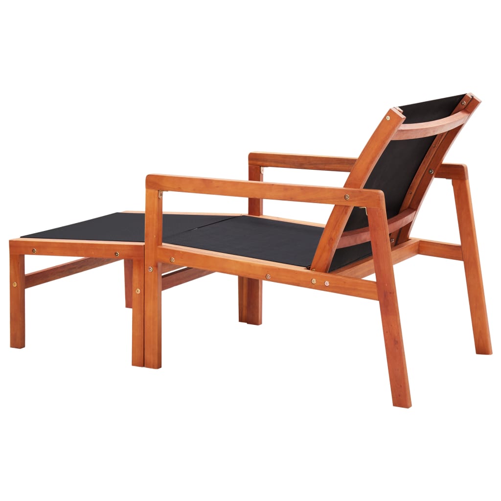 vidaXL Krzesło ogrodowe z podnóżkiem, eukaliptus i textilene