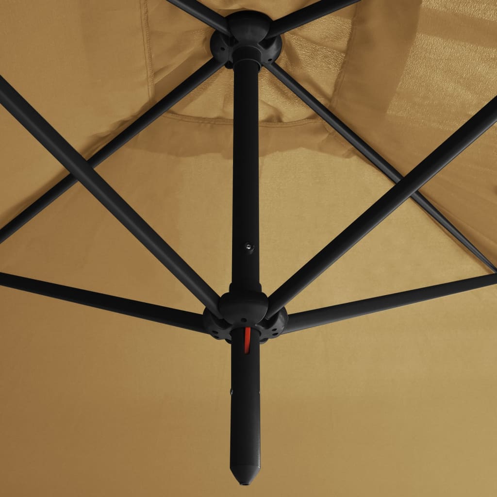 vidaXL Podwójny parasol na stalowym słupku, taupe, 600x300 cm