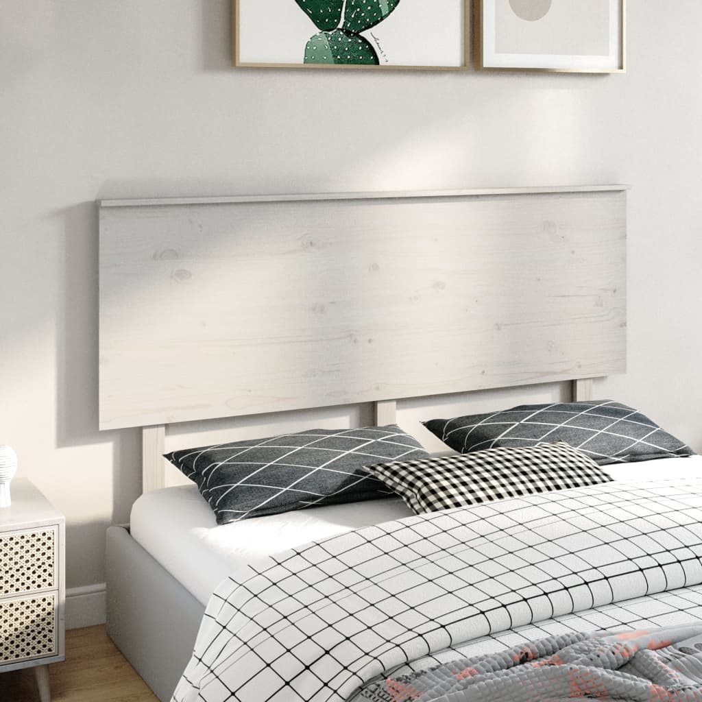 vidaXL Wezgłowie łóżka, białe, 164x6x82,5 cm, lite drewno sosnowe