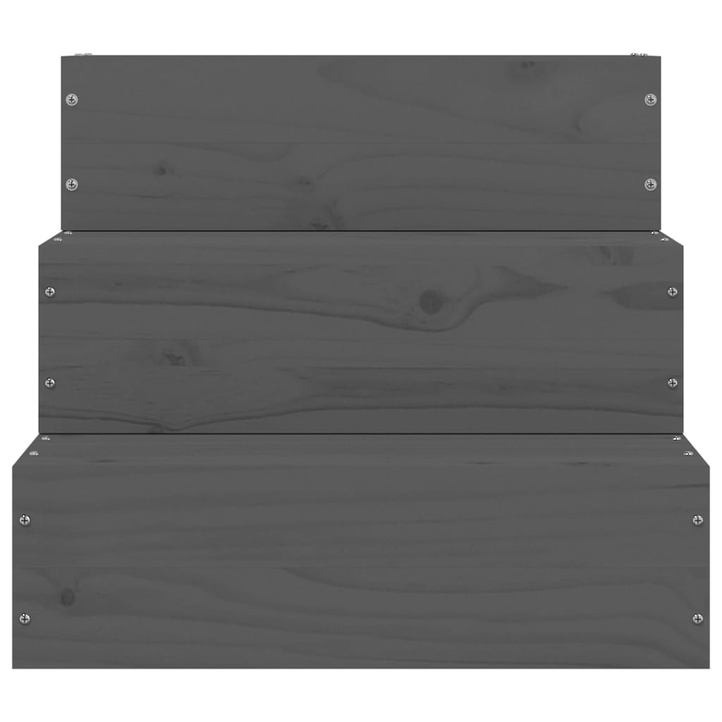 vidaXL Schody dla zwierząt, szare, 40x37,5x35 cm, lite drewno sosnowe