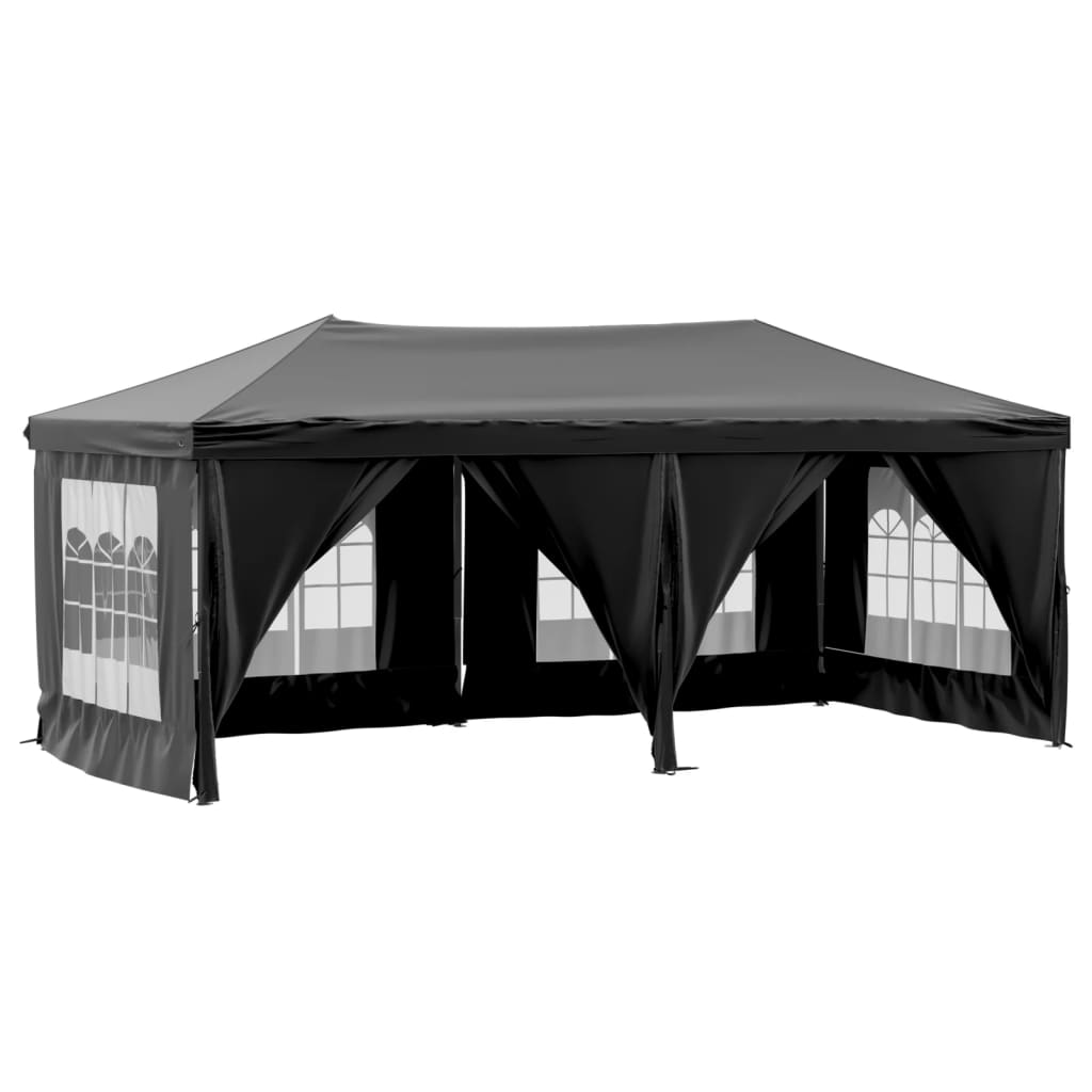 vidaXL Składany namiot imprezowy ze ściankami, czarny, 3x6 m