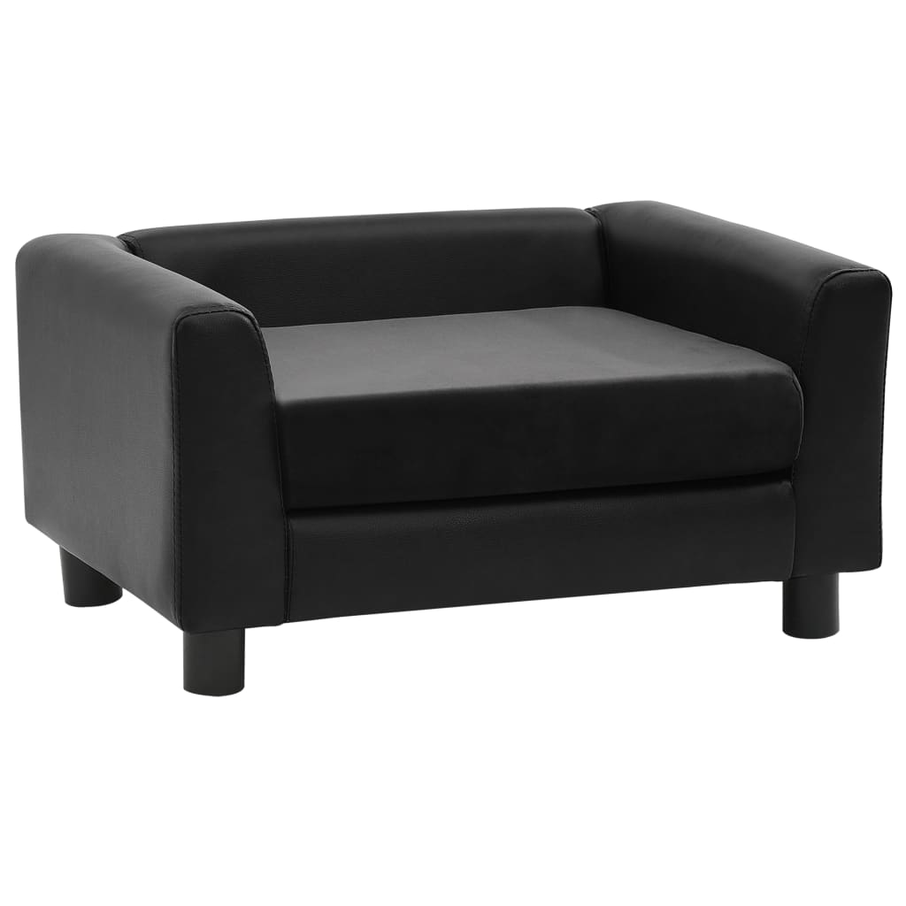 vidaXL Sofa dla psa, czarna, 60x43x30 cm, plusz i sztuczna skóra