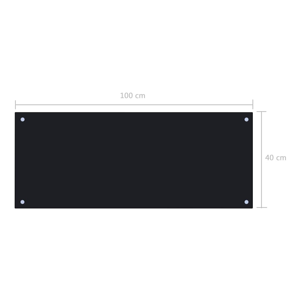 vidaXL Panel ochronny do kuchni, czarny, 100x40 cm, szkło hartowane