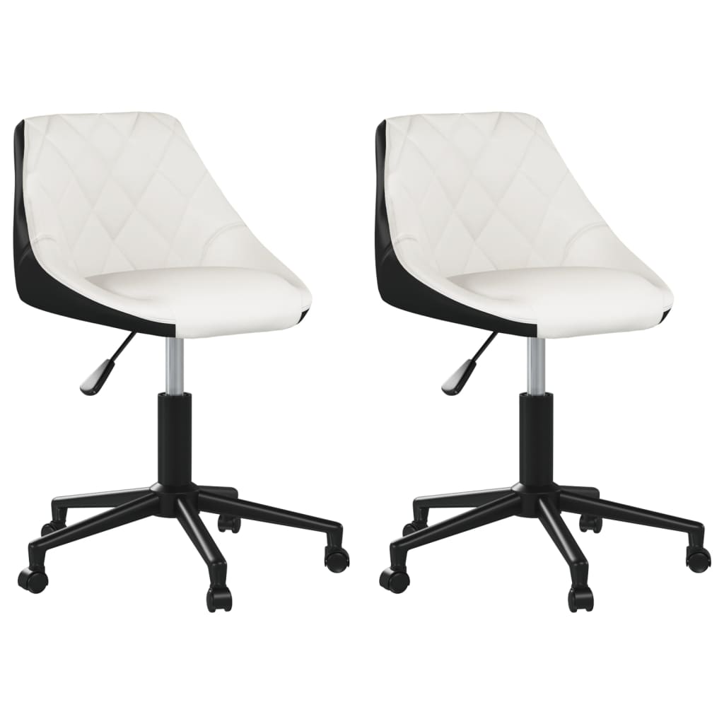 vidaXL Obrotowe krzesła stołowe, 2 szt., biało-czarne, ekoskóra