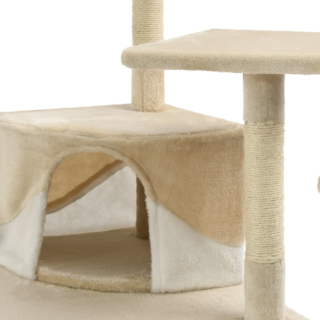 vidaXL Drapak dla kota z sizalowymi słupkami, 203 cm, beżowo-biały