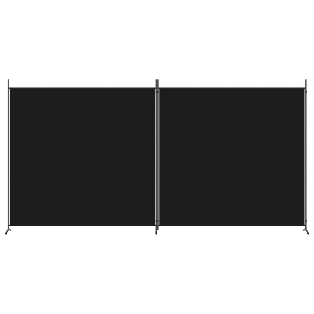 vidaXL Parawan 2-panelowy, czarny, 348 x 180 cm, tkanina