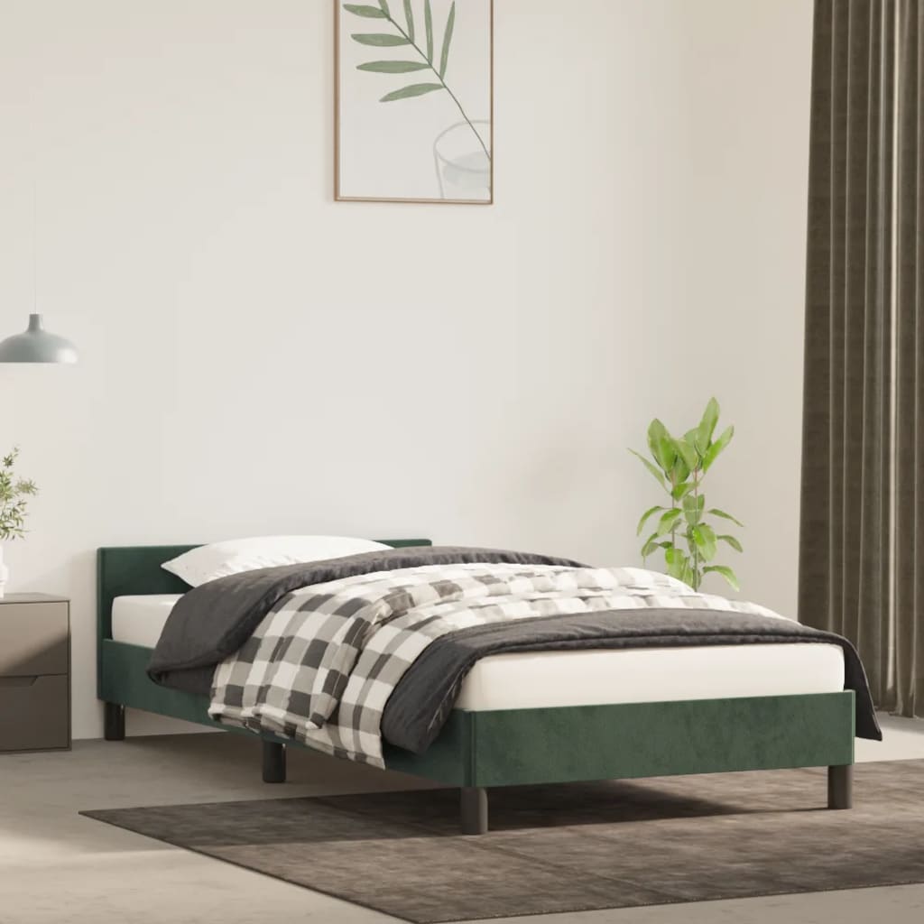 vidaXL Rama łóżka z zagłówkiem, ciemnozielona, 80x200 cm, aksamitna
