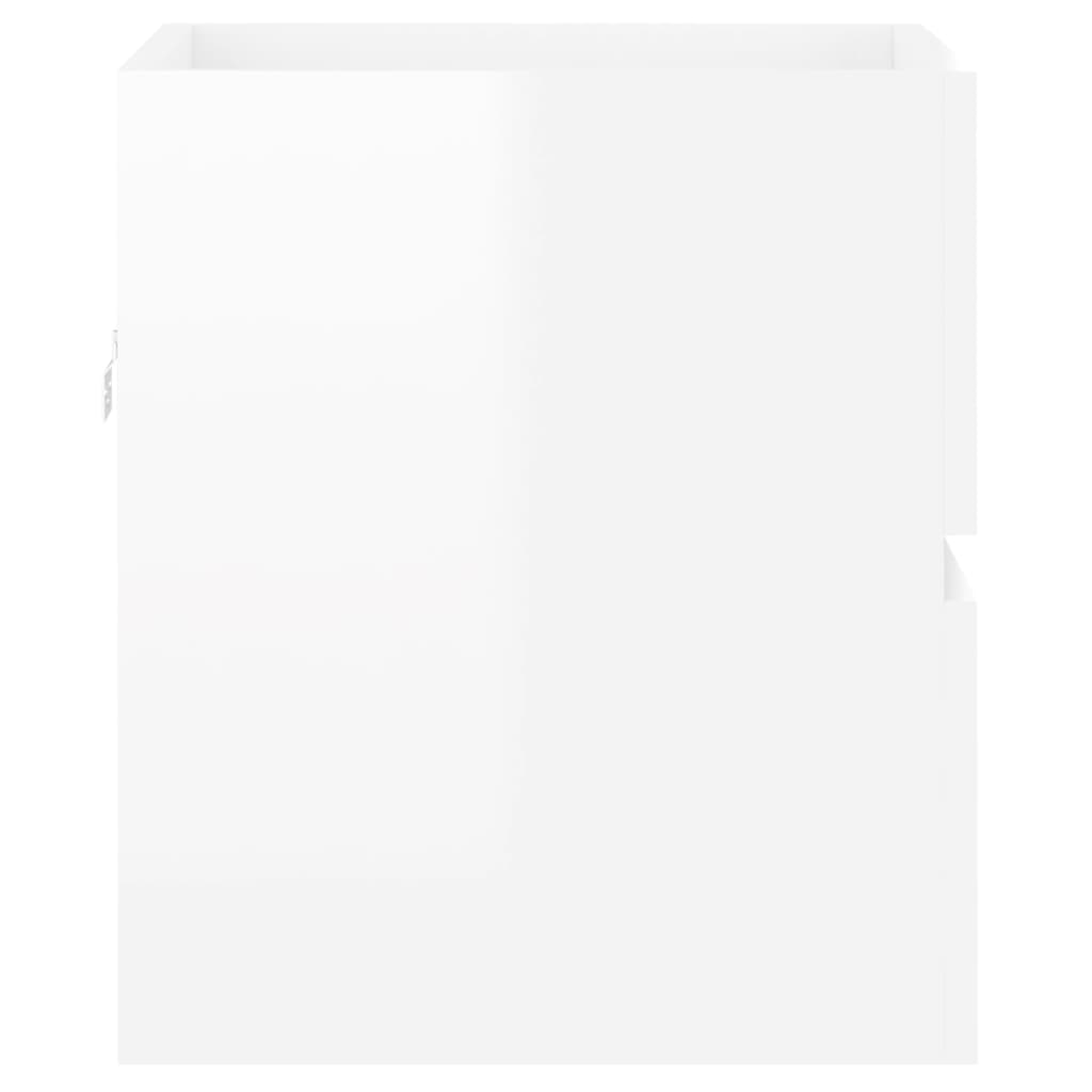 vidaXL Szafka pod umywalkę, biała, wysoki połysk, 41x38,5x45 cm, płyta