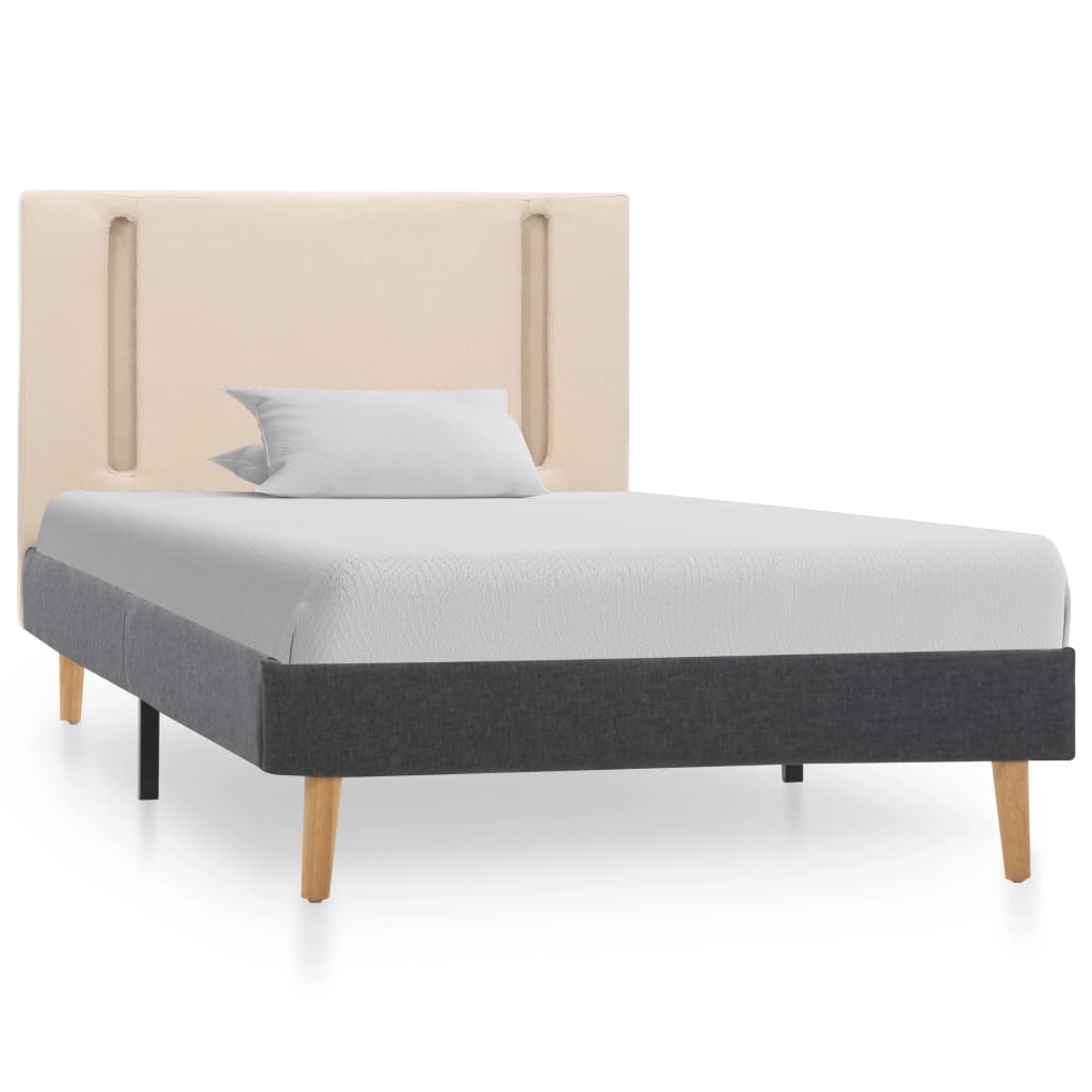 vidaXL Rama łóżka z LED, kremowo-ciemnoszara, tkanina, 100 x 200 cm