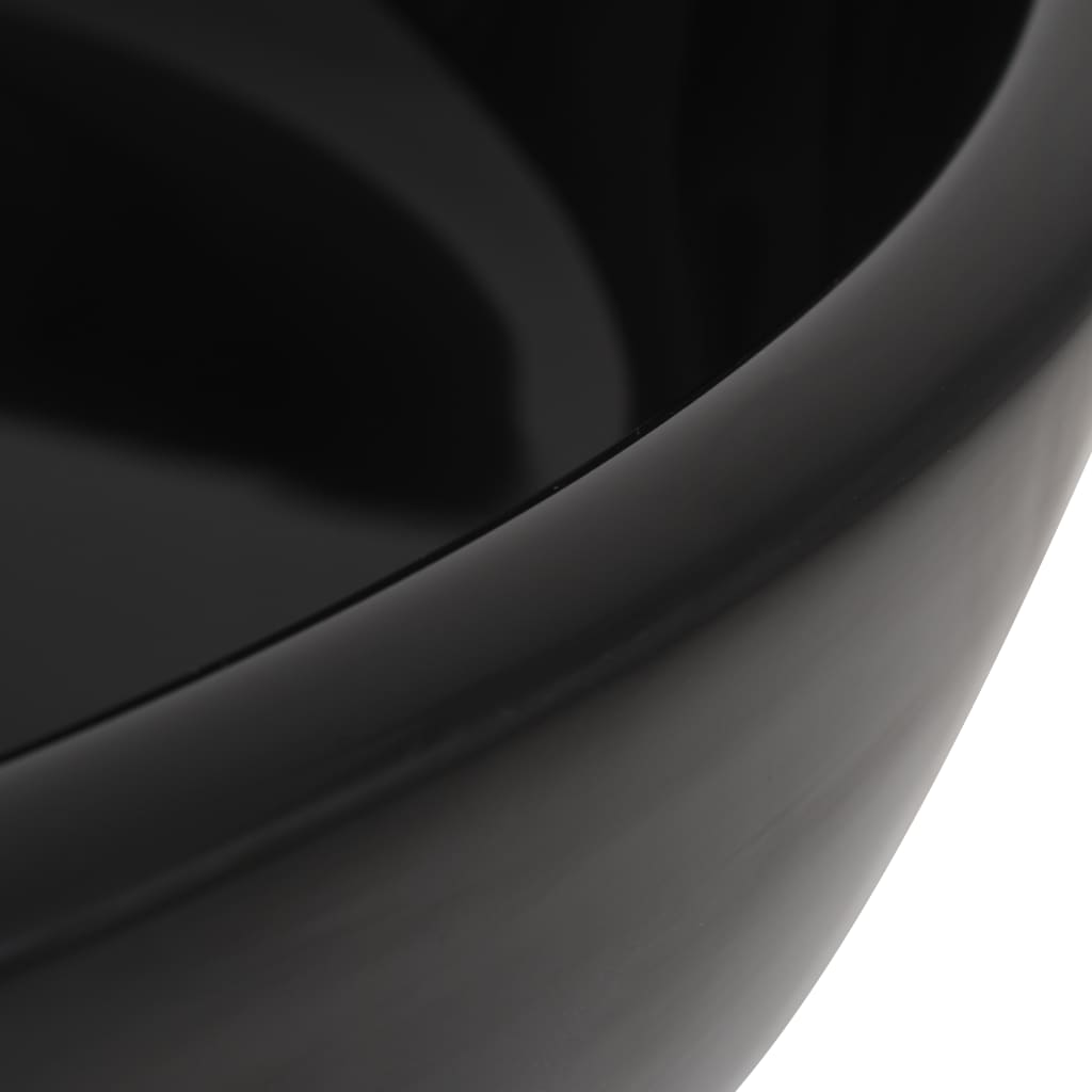 vidaXL Umywalka ceramiczna, okrągła, 42x12 cm, czarna
