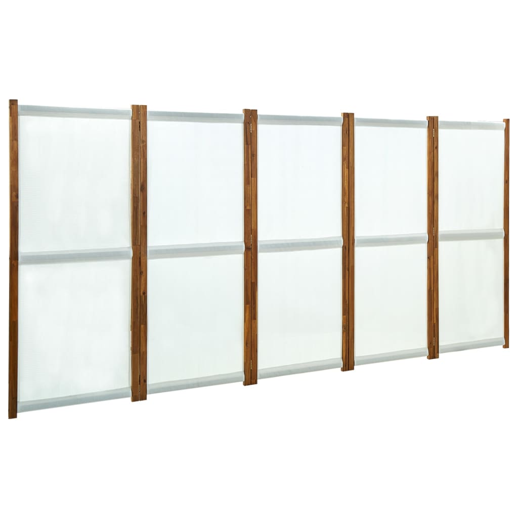 vidaXL Parawan 5-panelowy, kremowy, 350 x 170 cm