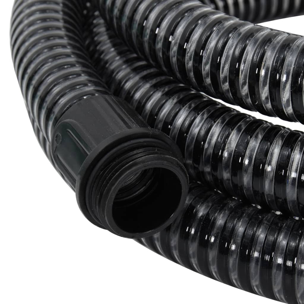 vidaXL Wąż ssący z mosiężnymi złączami, czarny, 1,1" 10 m, PVC